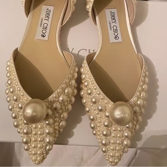 Jimmy Choo Shoes - Jimmy Choo Cream Pearl Embellished Heels